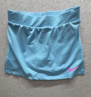 Nike Girls Dri-FIT Tennis Skort Blue Pink Swoosh Athletic Skirt Size 6 (5-6 Yrs)